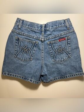Zana Di Light Blue Denim Shorts with Red Logo Tag